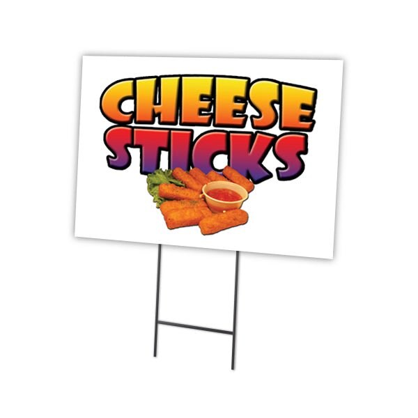 Cheese Sticks Yard Sign & Stake outdoor plastic coroplast window, C-1216-DS-Cheese Sticks